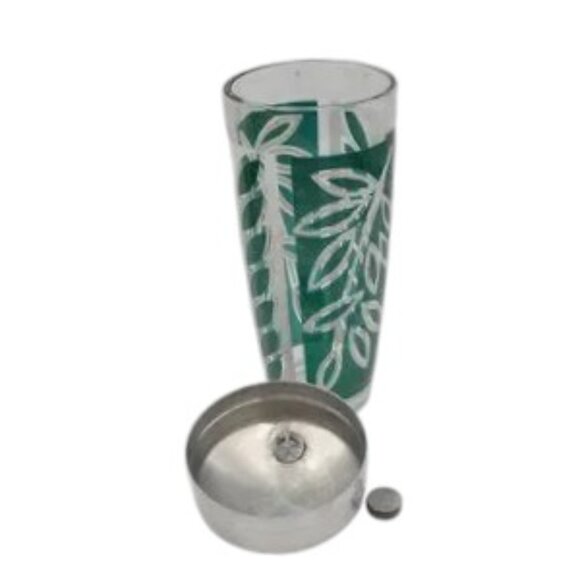 Mid Century Bar Shaker Leaf Design Green White Drinkware Barware - Picture 6 of 9